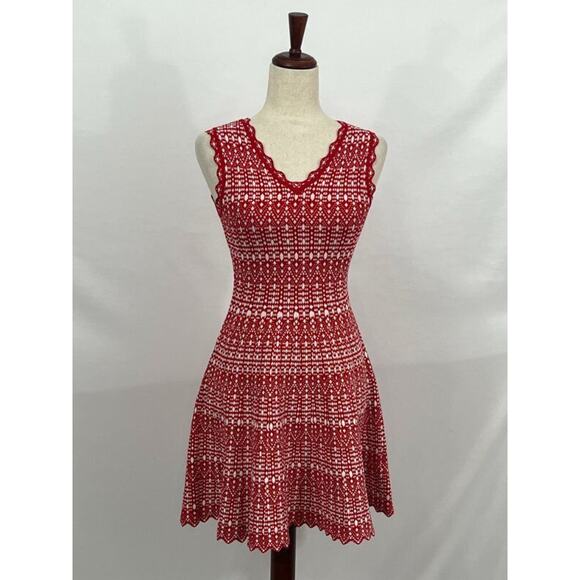 Unbranded Sz 36 4 Red White Knit Sleeveless A-Line Dress - Picture 8 of 8